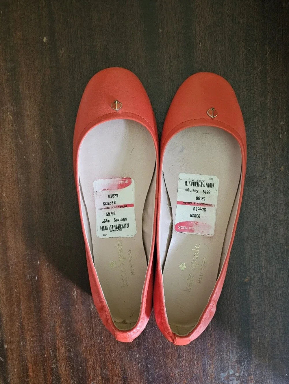Kate Spade Like New Orange Rounded Toe Ballet Flats